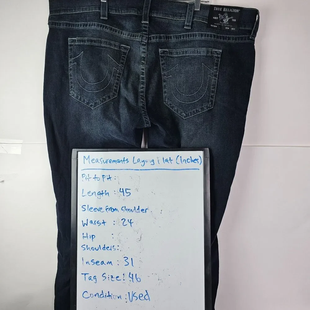 True Religion‎ Mens Rocco Relaxed Skinny Jeans Size 46 Blue Dark Wash